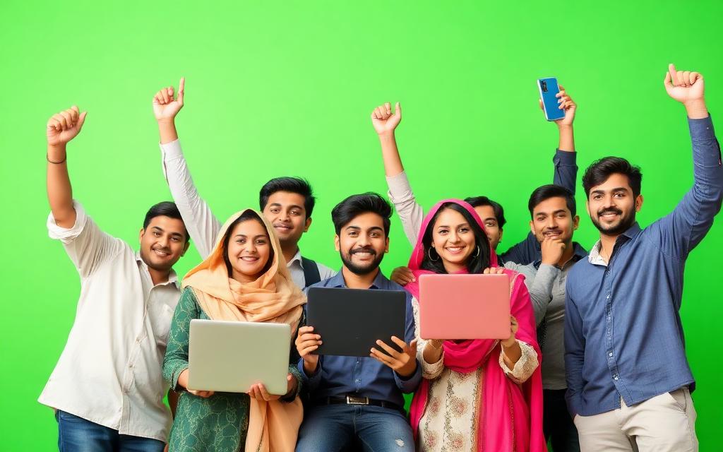 Happy Pakistani students earning online